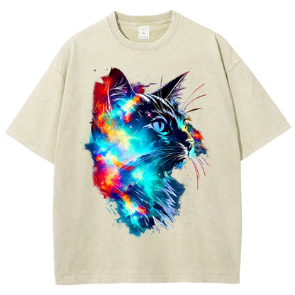 Cosmos Cat Vintage Distressed T-shirt