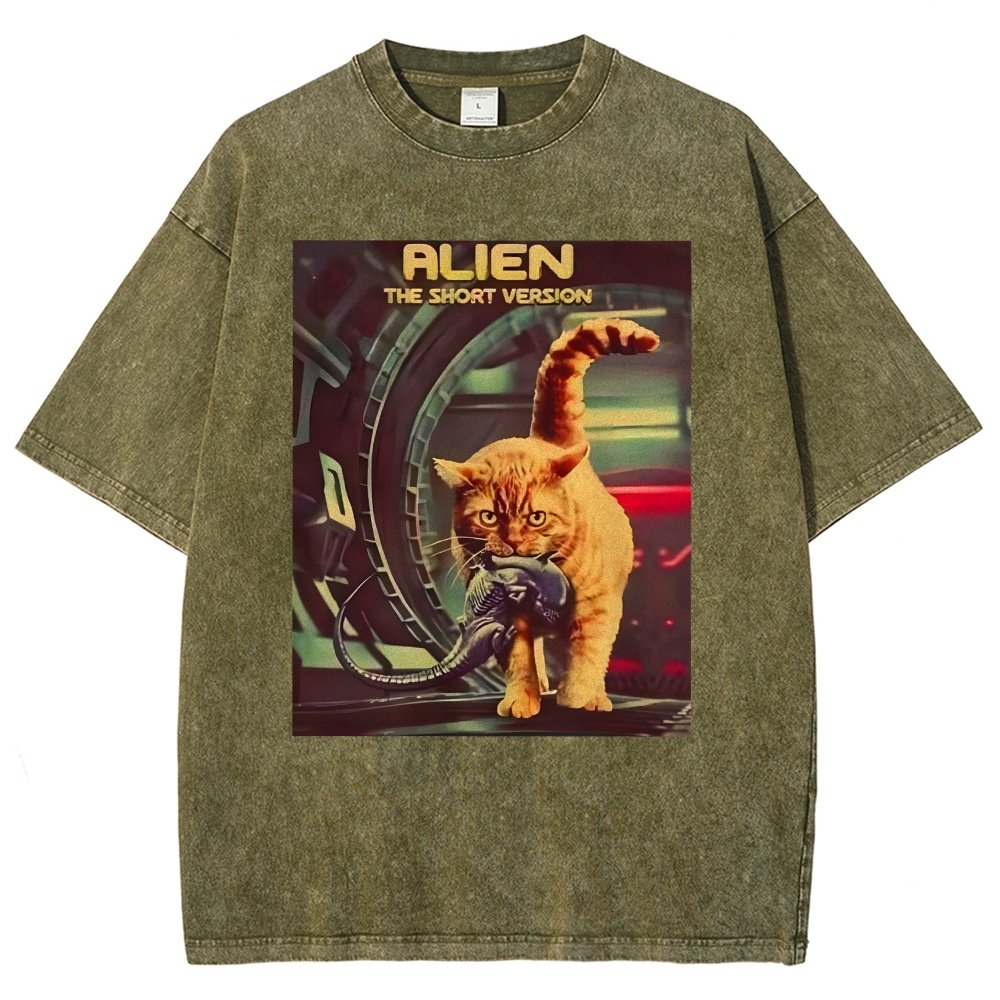 Mystery Cat Heavy Vintage Distressed T-shirt