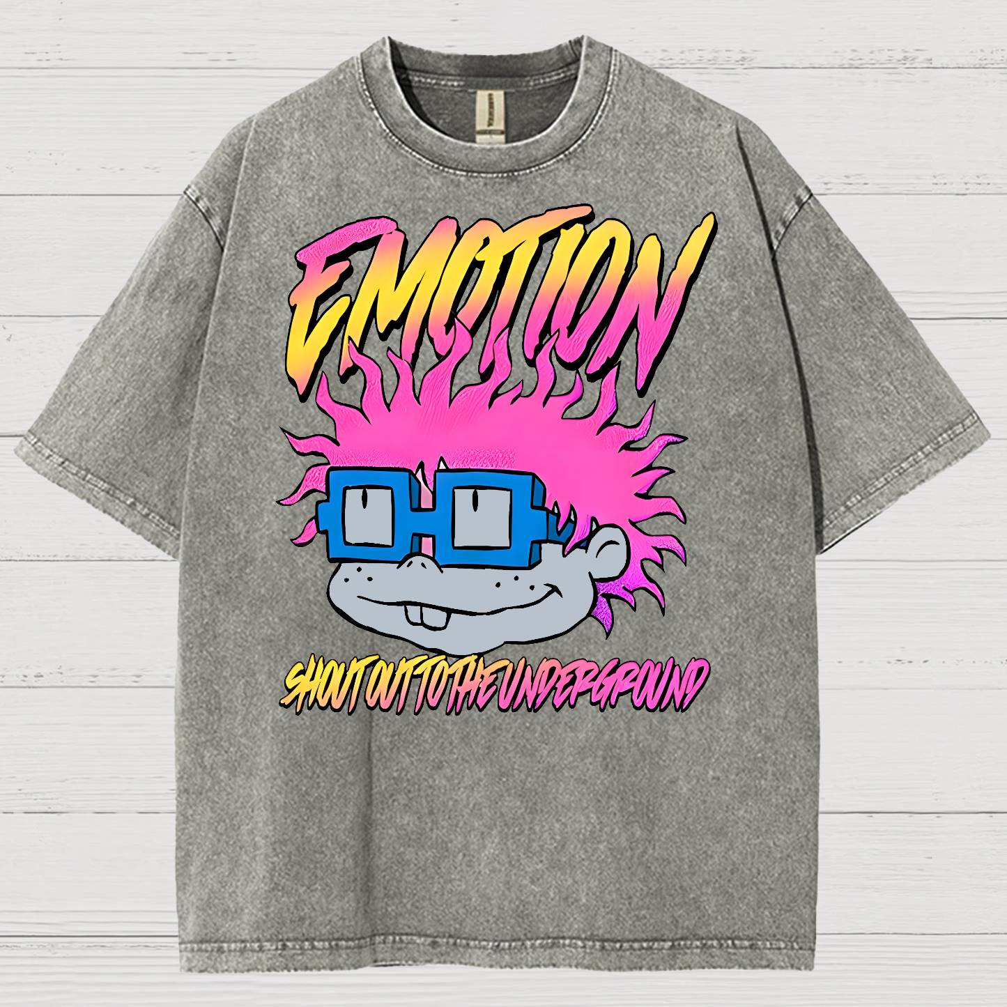 Cartoon Monster Graphic Print Vintage Distressed T-shirt