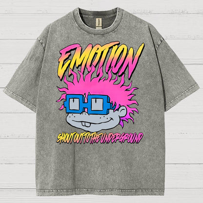 Cartoon Monster Graphic Print Vintage Distressed T-shirt
