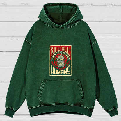 Save The Earth And Kill All Humans Vintage Distressed Hoodie