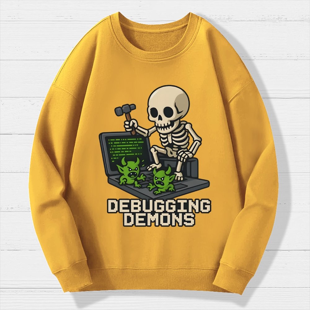 Debugging Demons Funny Programmer Geek Cotton Sweatshirt