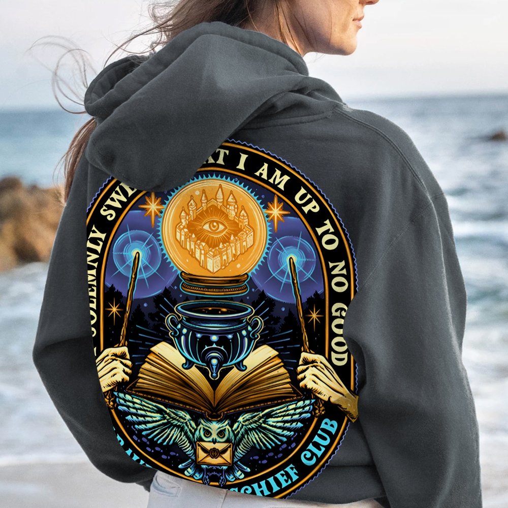 Mischief Club Printed Back Cotton Hoodie