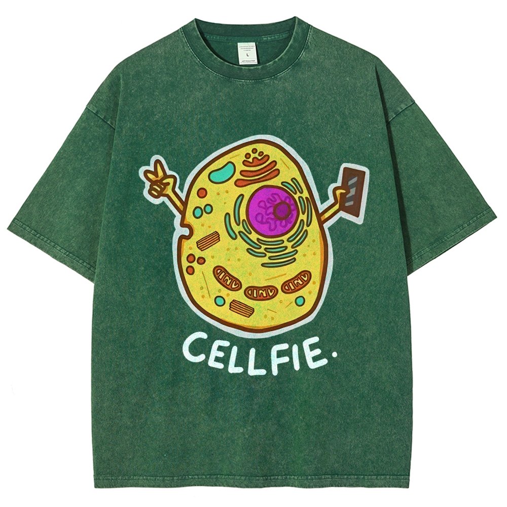 Biology pun Cell-Fie Vintage Distressed T-shirt