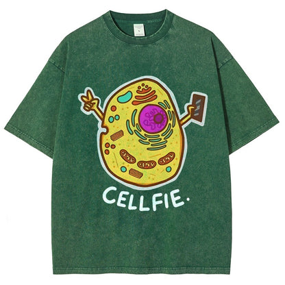 Biology pun Cell-Fie Vintage Distressed T-shirt