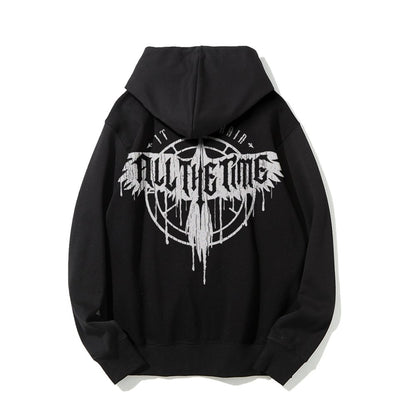 It Can't Rain All The Time Nerd Printed Back Cotton Hoodie