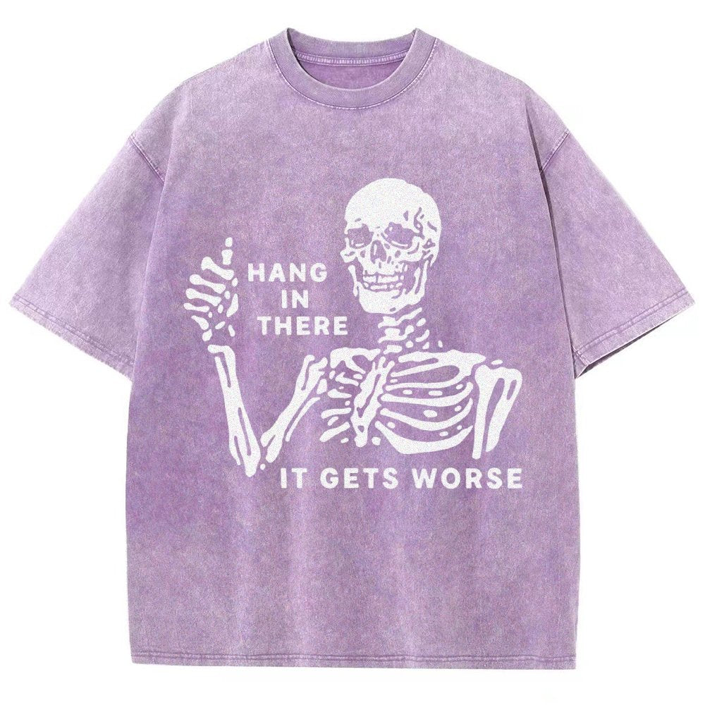 Hang In There Skeleton Vintage Distressed T-shirt