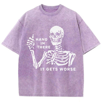 Hang In There Skeleton Vintage Distressed T-shirt