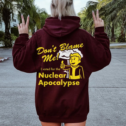 I Voted for the Apocalypse Printed Back Unisex Cotton Hoodie
