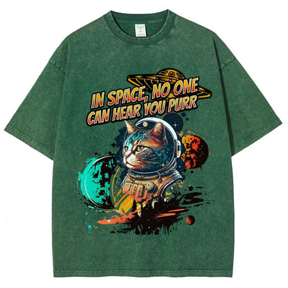In Space No One Can Hear You Purr Vintage Distressed T-shirt