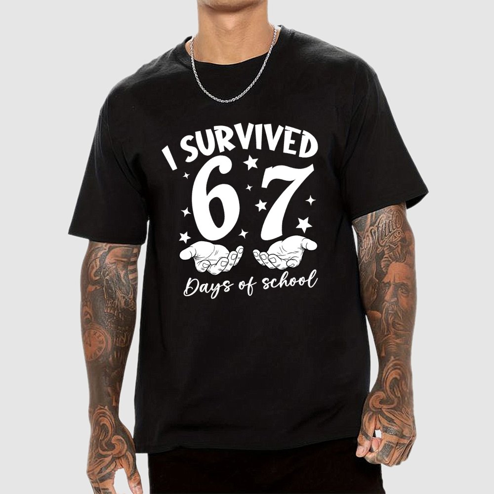 I Survived 67 Days of School Funny Meme Geek T-Shirt