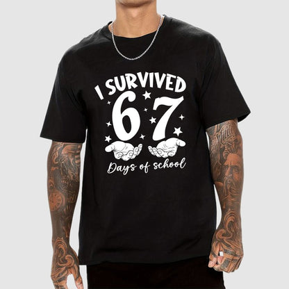 I Survived 67 Days of School Funny Meme Geek T-Shirt