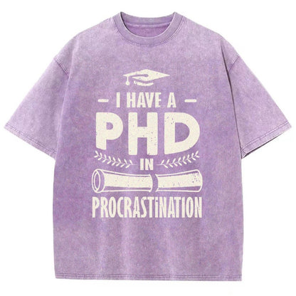 PHD In Procrastination Vintage Distressed T-shirt