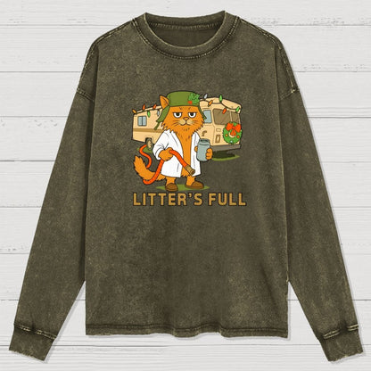 Christmas Shitters Full Cat Washed Long Sleeve Tee
