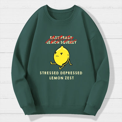 Stressed Depressed Lemon Zest Geek Cotton Sweatshirt