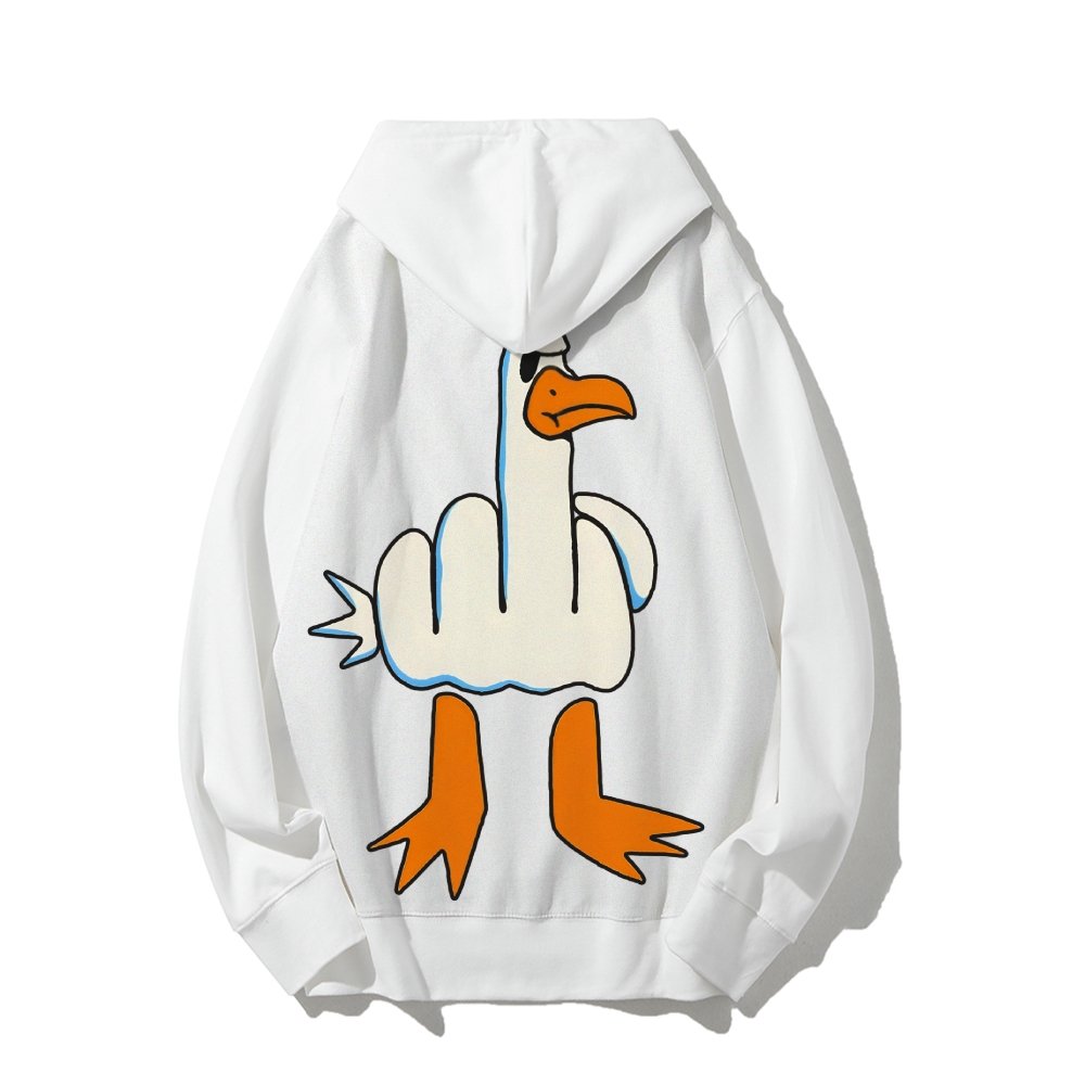 Rude Seagull Design Funny Printed Back Cotton Hoodie