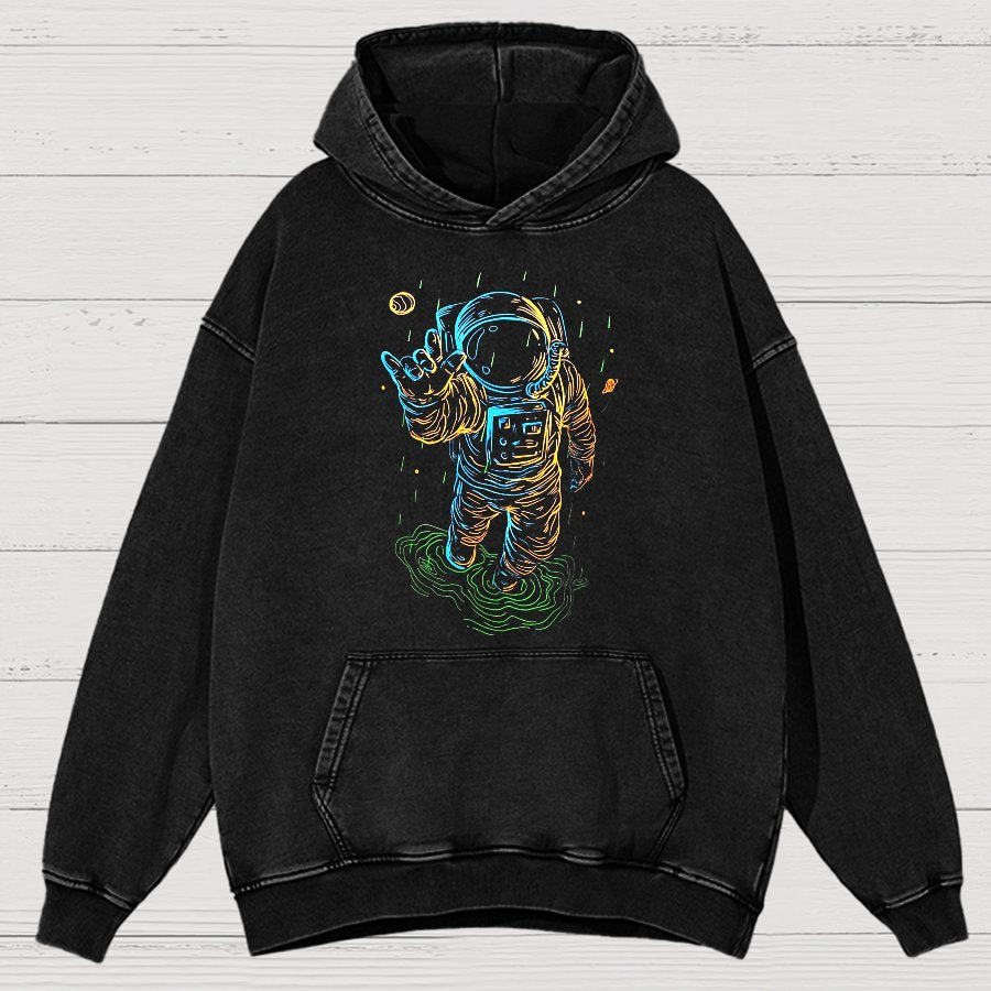 Travel In Space Funny Vintage Distressed Hoodie