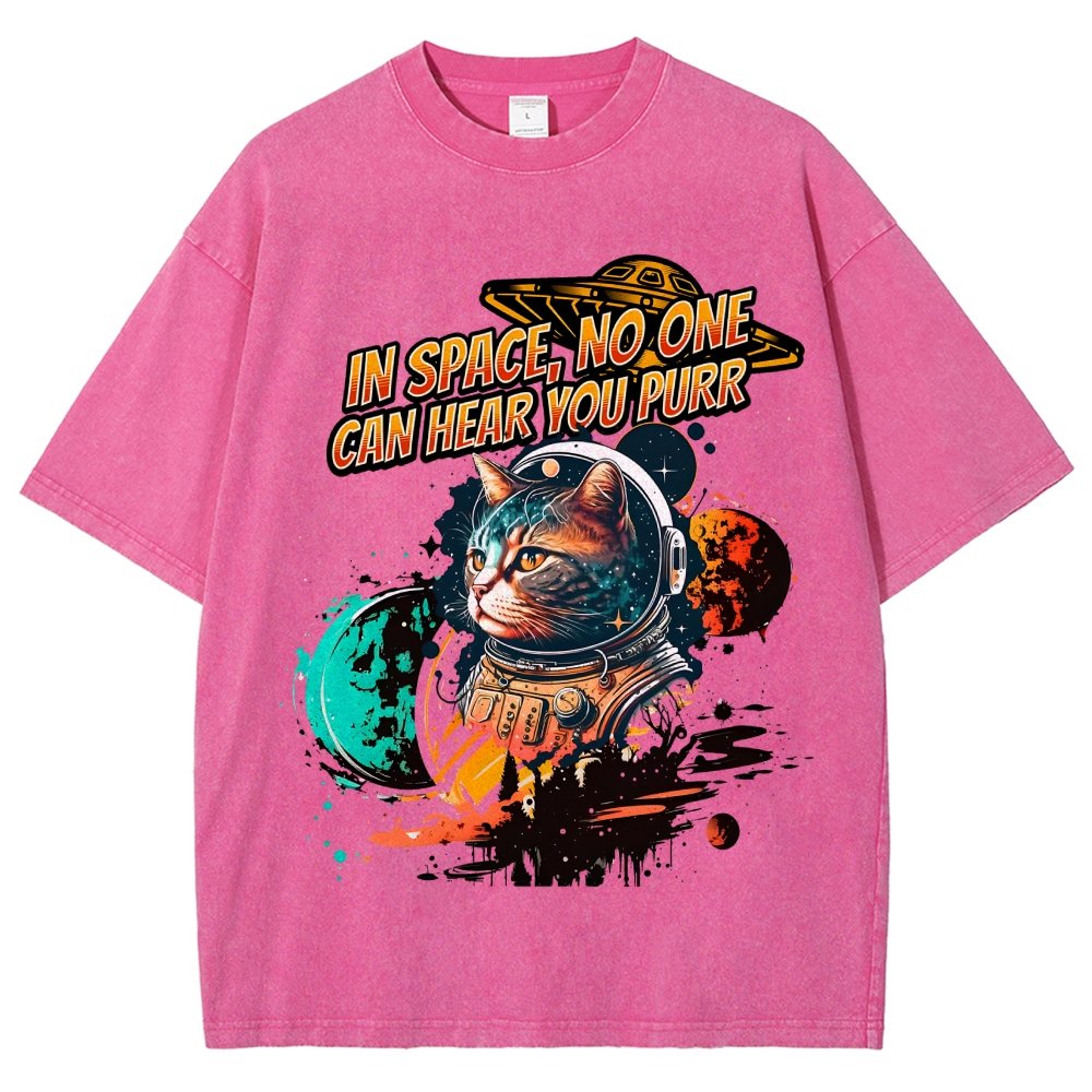 In Space No One Can Hear You Purr Vintage Distressed T-shirt