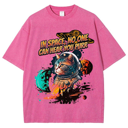 In Space No One Can Hear You Purr Vintage Distressed T-shirt