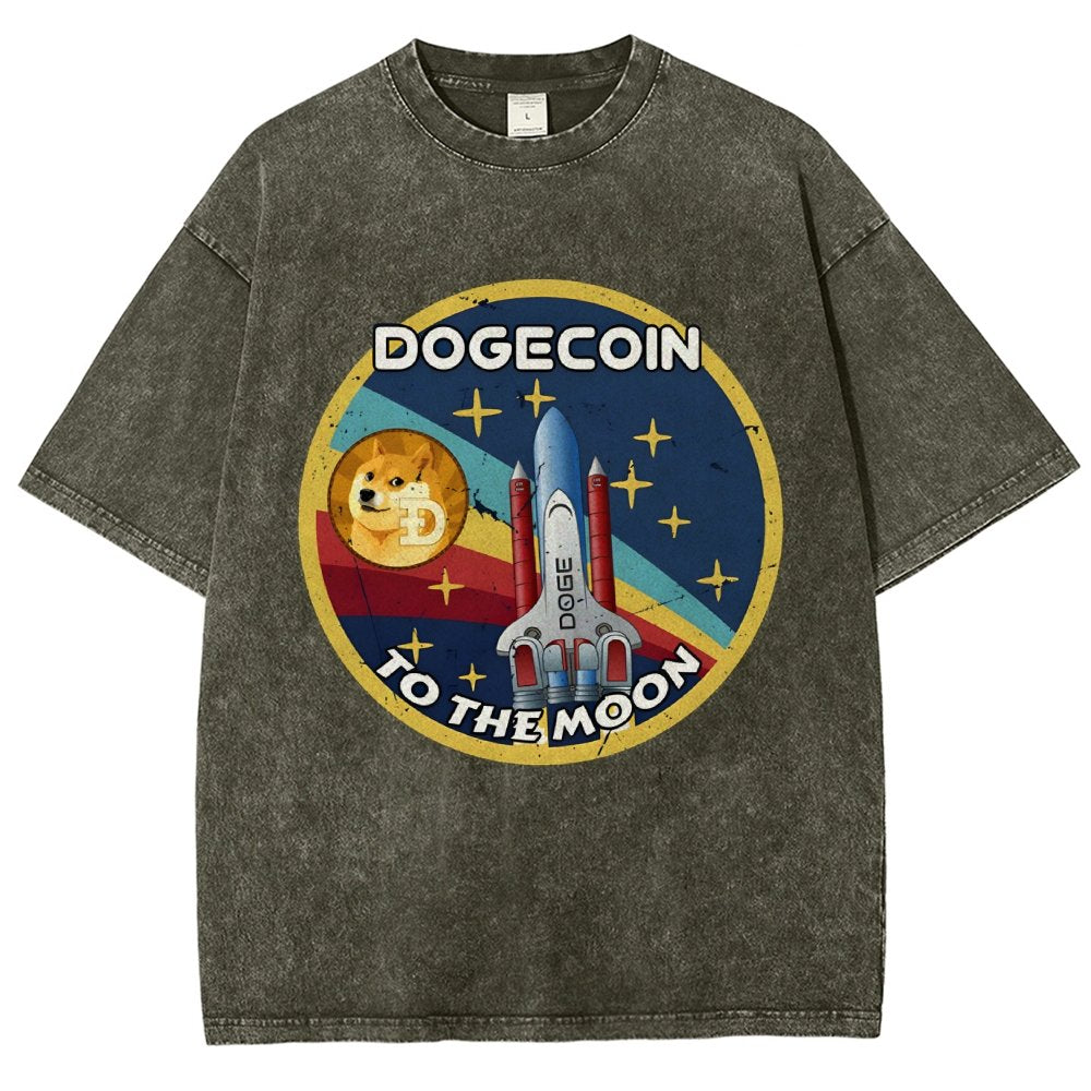 Dogecoin To The Moon DOGE Vintage Distressed T-shirt