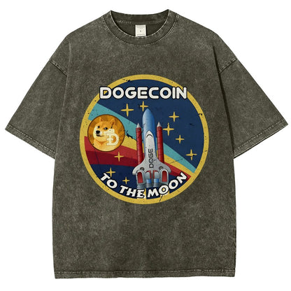 Dogecoin To The Moon DOGE Vintage Distressed T-shirt