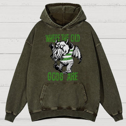 Where The Old Gods Are Vintage Distressed Hoodie