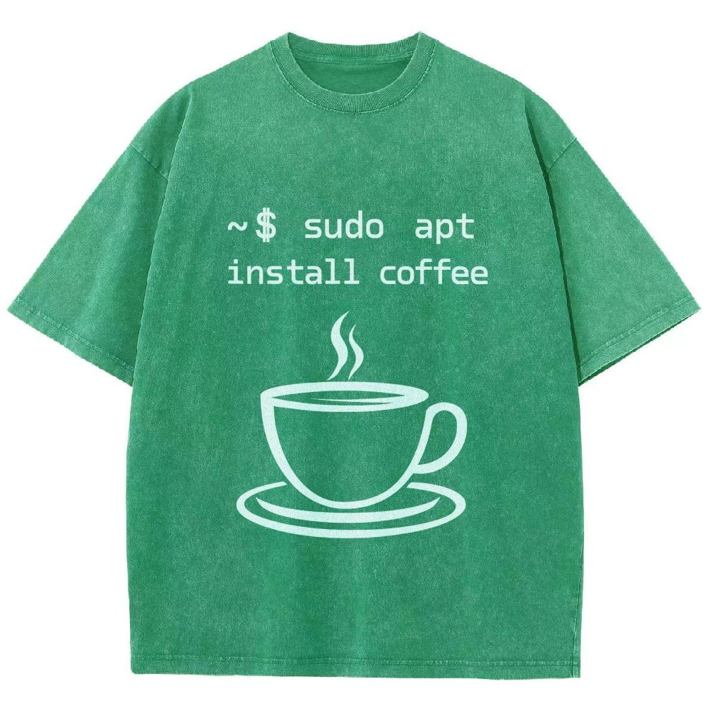 Sudo Apt-Get Install Coffee Vintage Distressed T-shirt