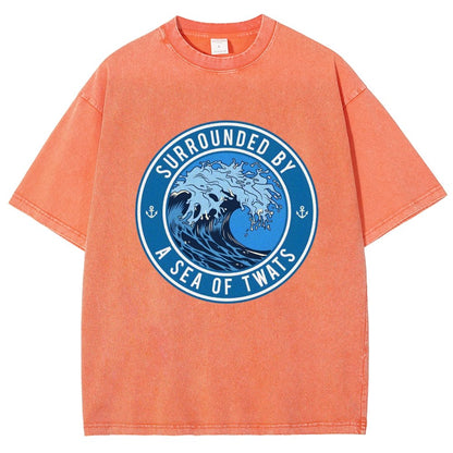 Surrounded By A Sea Of Twats Vintage Distressed T-shirt