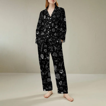 Simple Strokes Of Planet Spaceship Geek Long Sleeve Pajama Set