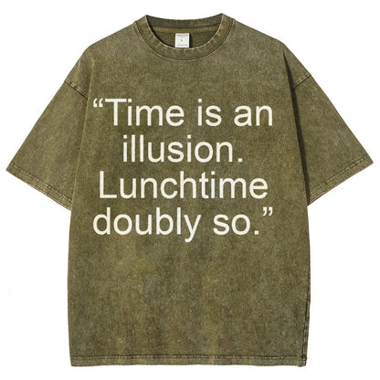 Douglas Adams - “Time is an illusion. Lunchtime doubly so.” Vintage Distressed T-shirt