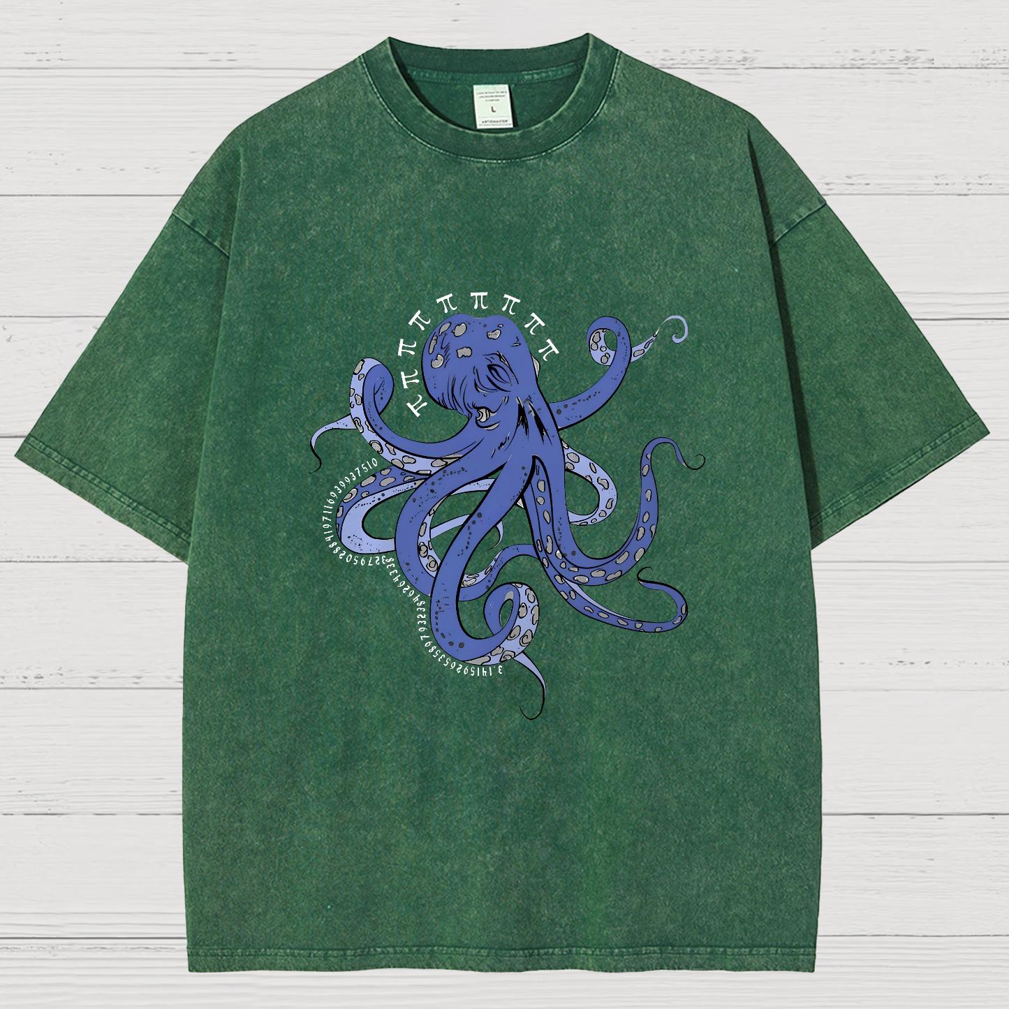 Funny Pi Day Octopus Vintage Distressed T-shirt
