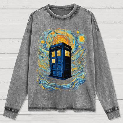 Starry Sky Phone Booth Washed Long Sleeve Tee
