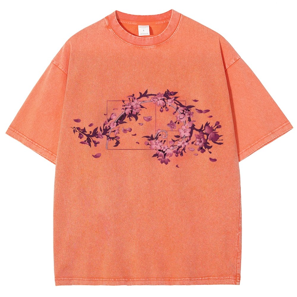 Golden Sakura Season Vintage Distressed T-shirt