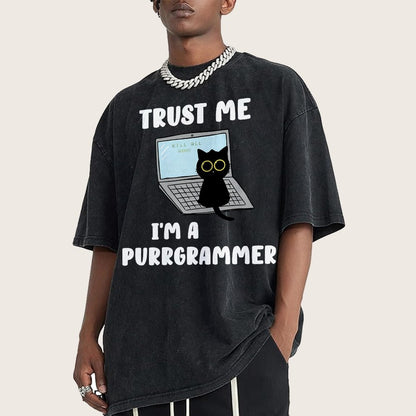 Trust Me Kill All Homi 00 I'm A Purrgrammer Vintage Distressed T-shirt