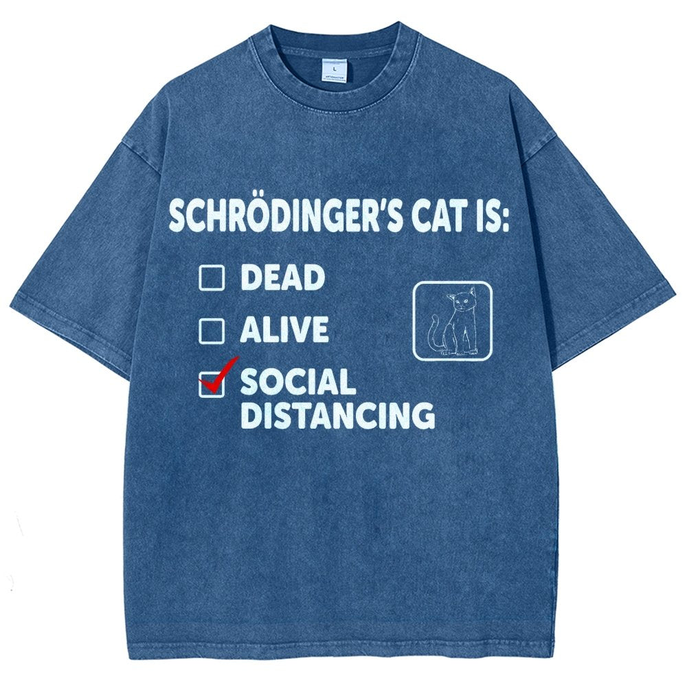 Schrodinger's Social Distancing Vintage Distressed T-shirt