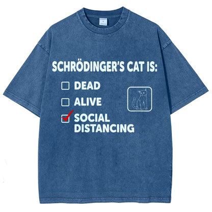 Schrodinger's Social Distancing Vintage Distressed T-shirt