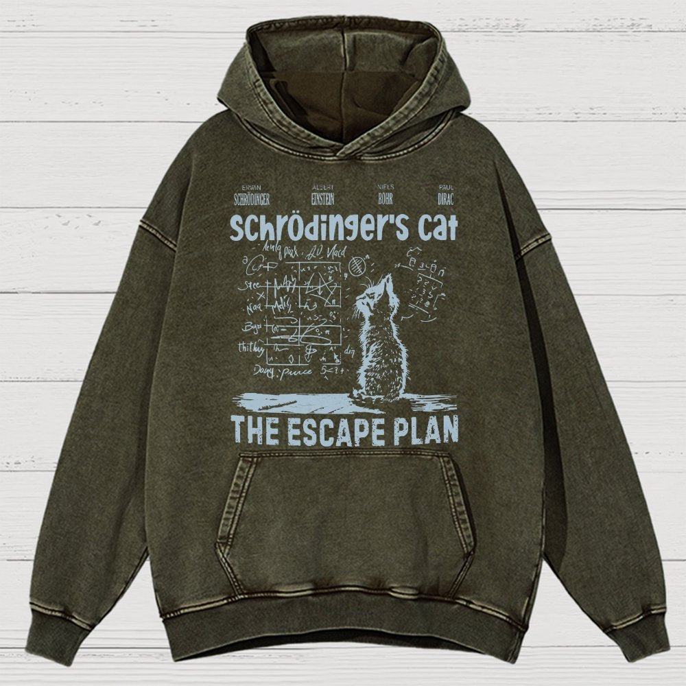 Schrodinger's Cat Escape Plan Interesting Physics Science Vintage Distressed Hoodie