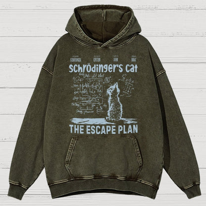 Schrodinger's Cat Escape Plan Interesting Physics Science Vintage Distressed Hoodie