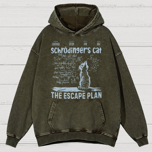 Schrodinger's Cat Escape Plan Interesting Physics Science Vintage Distressed Hoodie