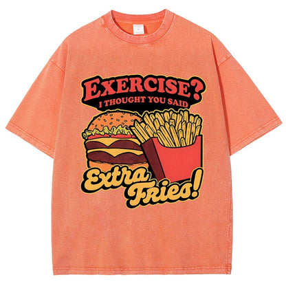 Burger Fries Exercise Vintage Distressed T-shirt