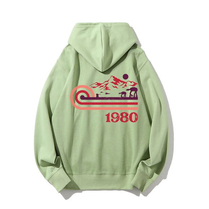 Retro Vintage Base Printed Back Unisex Cotton Hoodie