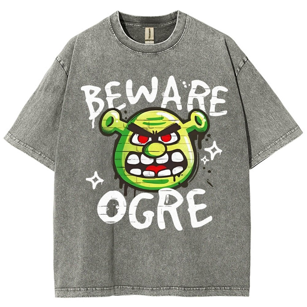 Beware Ogre Graffiti Vintage Distressed T-shirt