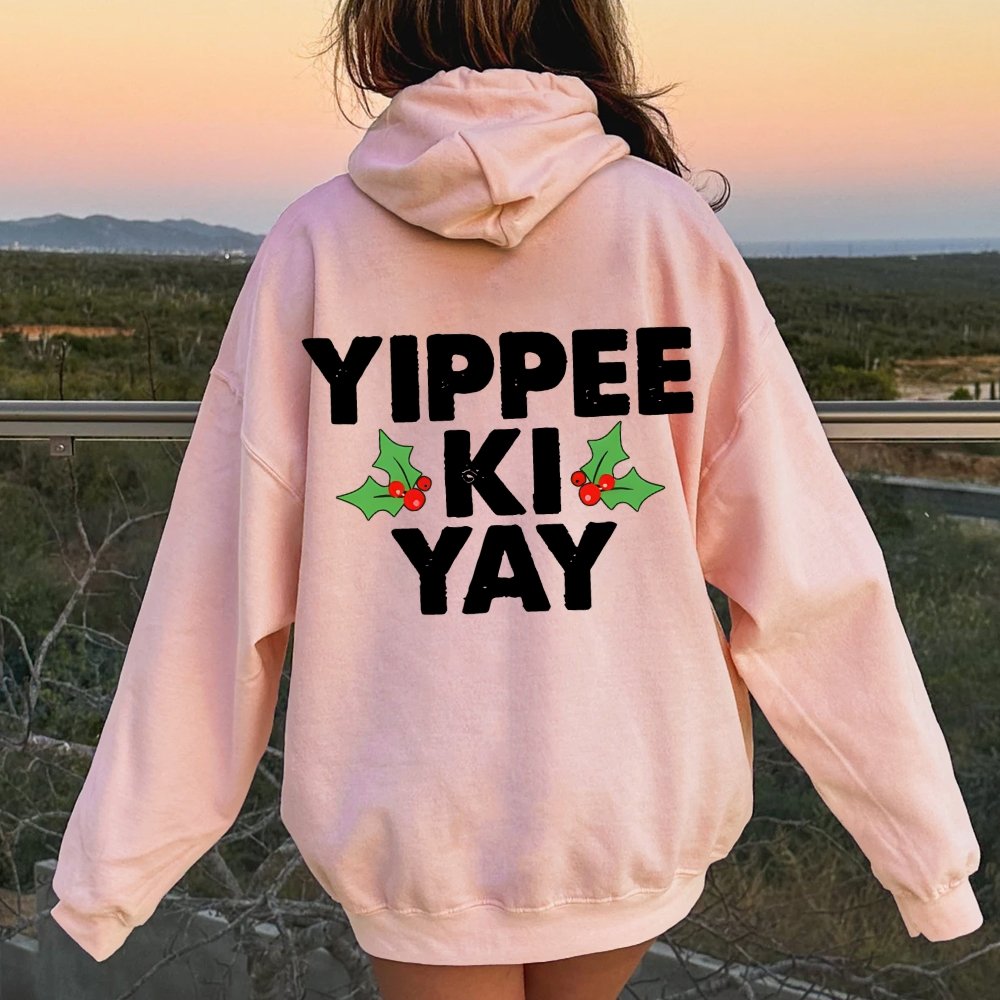 Yippee-Ki-Yay Printed Back Unisex Cotton Hoodie