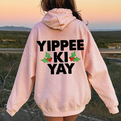 Yippee-Ki-Yay Printed Back Unisex Cotton Hoodie