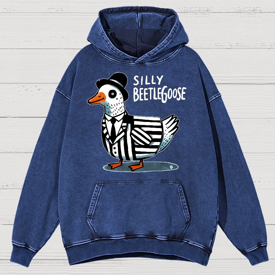 Beetle Goose Cotton Pullover Vintage Distressed Hoodie