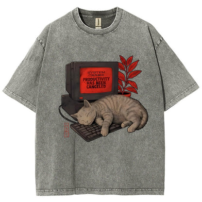 System Crash Cat Vintage Distressed T-shirt