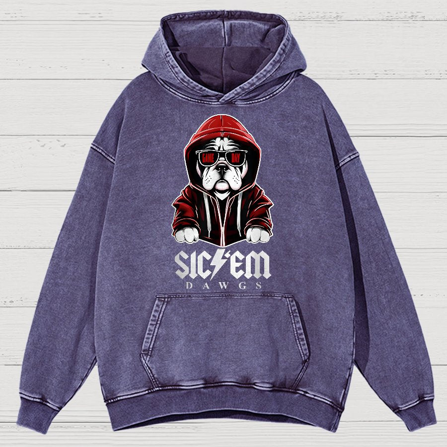 Bulldogs Football Spirit Game Day Retro Sports Vintage Distressed Hoodie