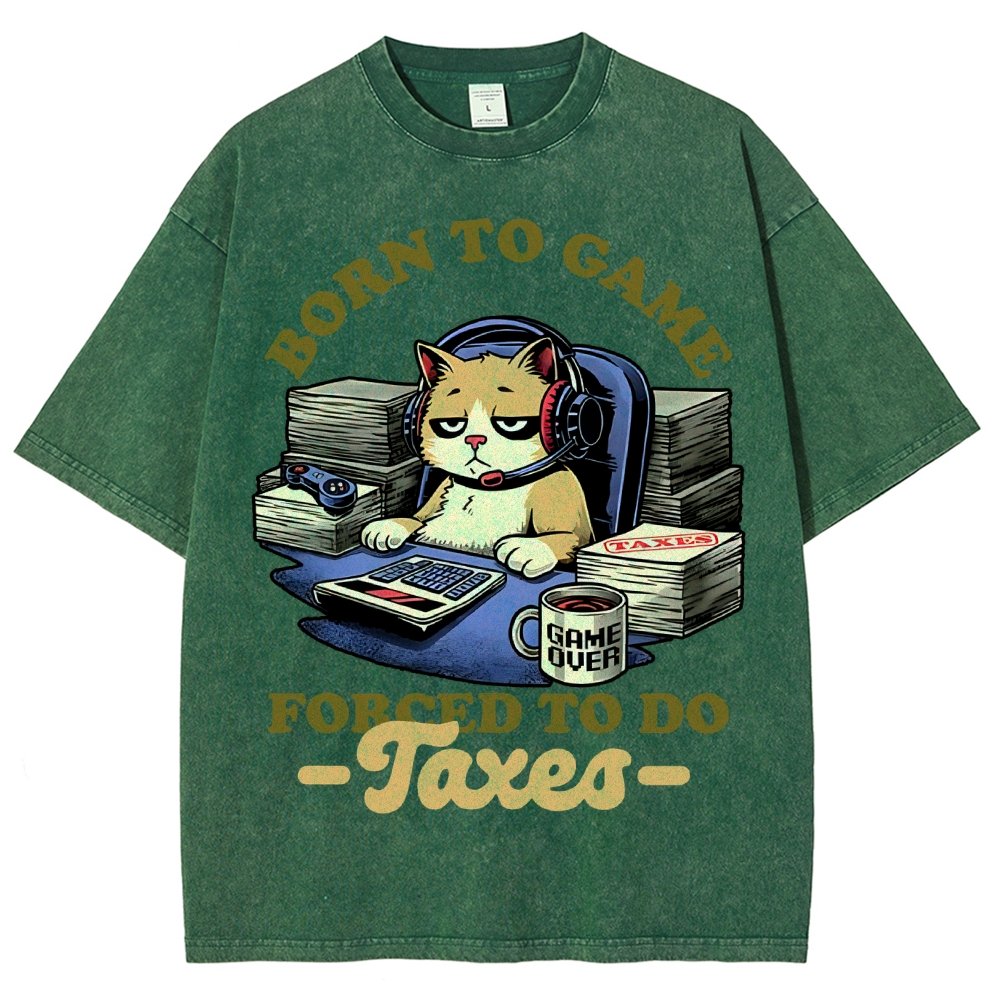 Cat Gamer Taxes Vintage Distressed T-shirt