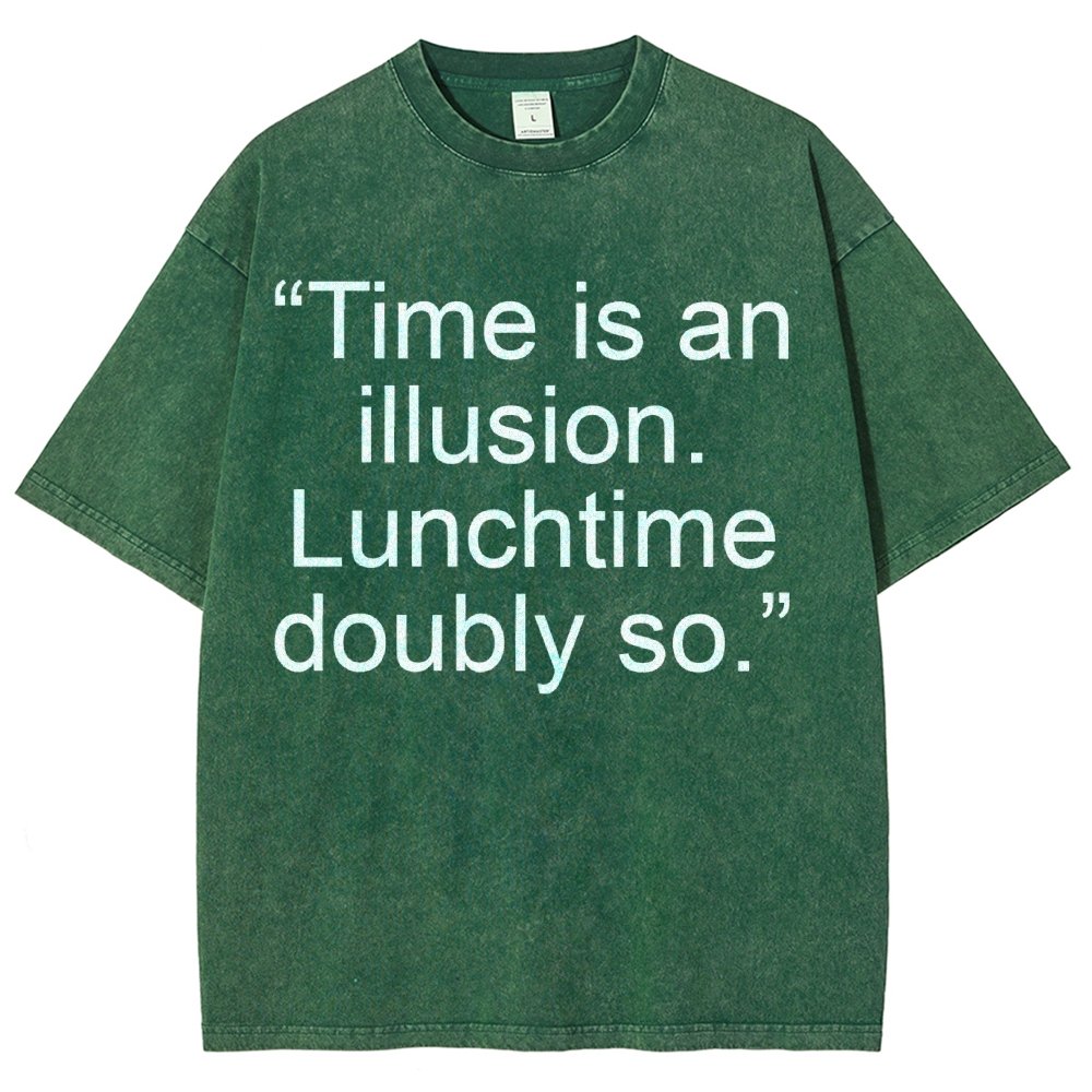 Douglas Adams - “Time is an illusion. Lunchtime doubly so.” Vintage Distressed T-shirt