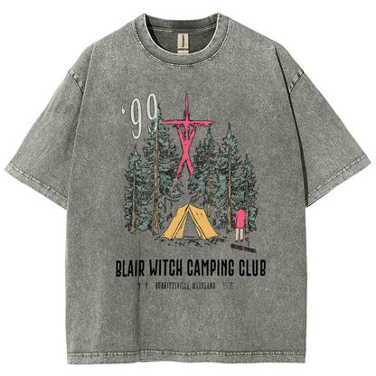 Witch Camping Vintage Distressed T-shirt